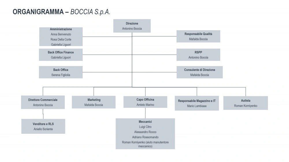 Organization chart Boccia S.p.a. Man Truck Salerno dealer